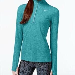 Nike Dri-FIT Women's Running Half-Zip Top Long Sleeve Shirt Aqua Blue - Size S